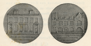220353 Afbeelding van de voor- en achterzijde van de penning die door de Koninklijke Utrechtsche Fabriek van ...